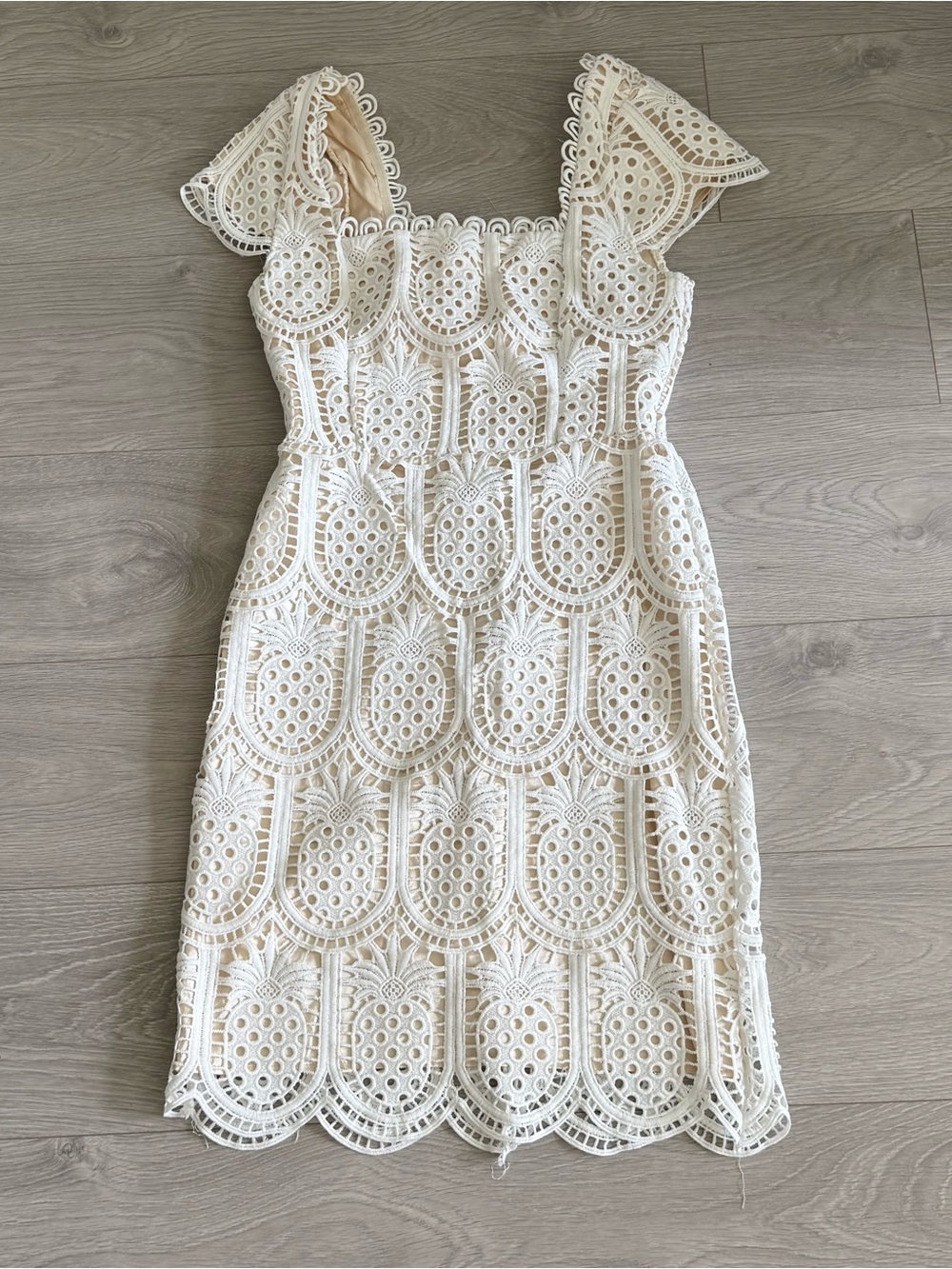 Just Me Ivory Eyelet Lace Mini Dress